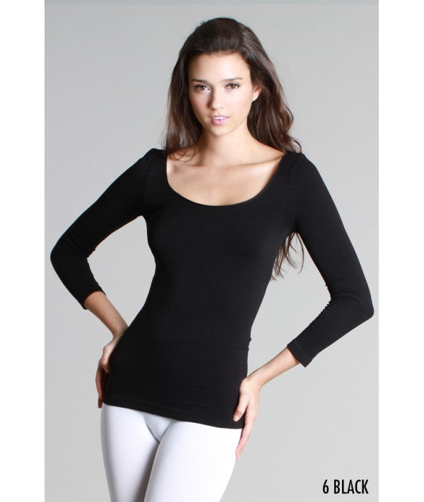 NIKIBIKI 3/4 SLEEVE SCOOP NECK TOP