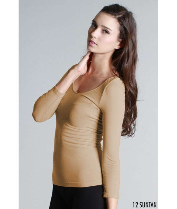 NIKIBIKI 3/4 SLEEVE SCOOP NECK TOP