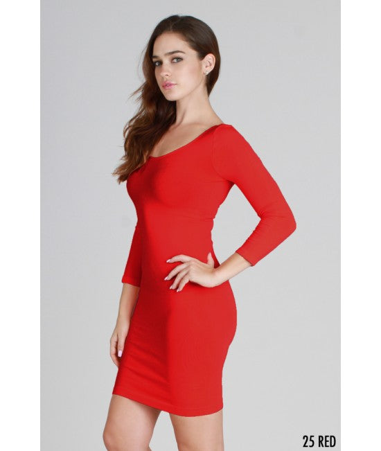 NIKIBIKI SCOOP NECK 3/4 SLEEVE DRESS