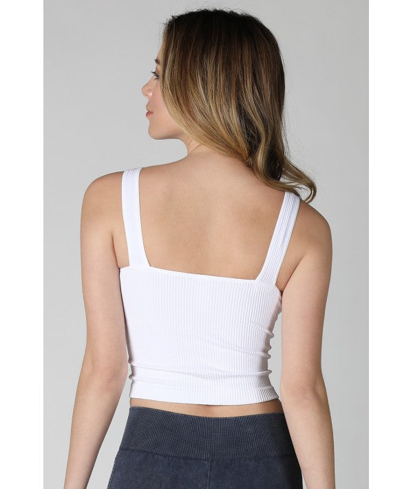 NIKIBIKI V- NECK RIBBED CROP TOP