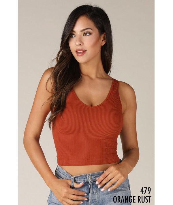 NIKIBIKI V- NECK RIBBED CROP TOP