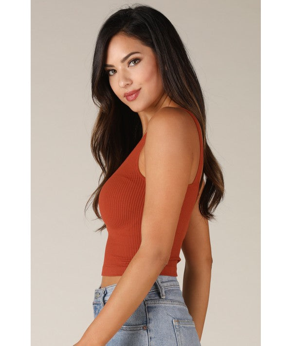 NIKIBIKI V- NECK RIBBED CROP TOP