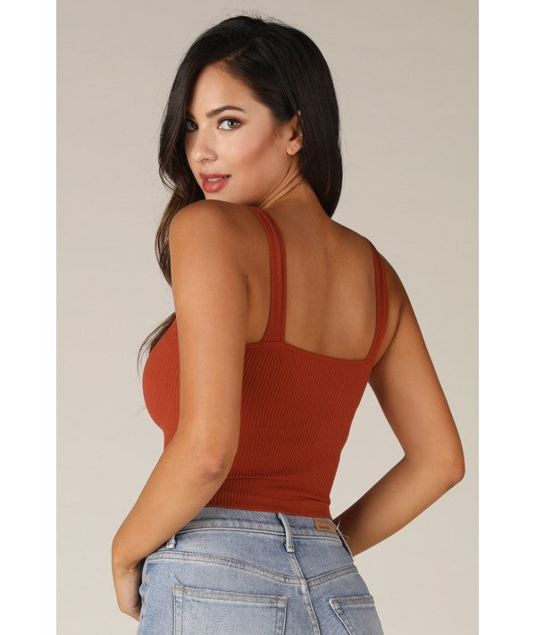 NIKIBIKI V- NECK RIBBED CROP TOP