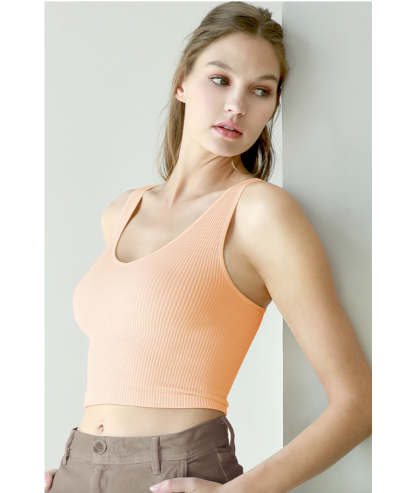 NIKIBIKI V- NECK RIBBED CROP TOP