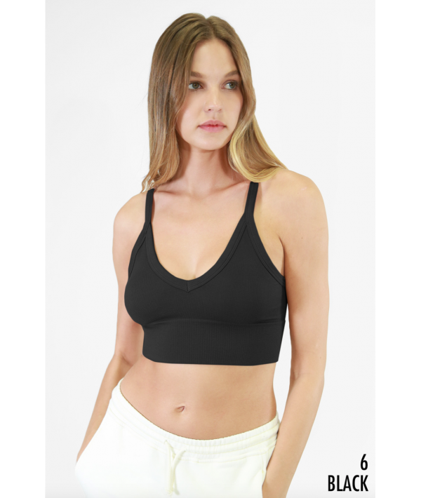 NIKIBIKI RIBBED V-NECK BRA TOP