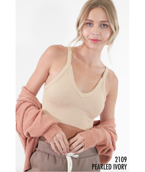 NIKIBIKI RIBBED V-NECK BRA TOP