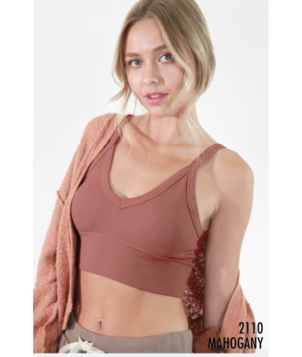 NIKIBIKI RIBBED V-NECK BRA TOP