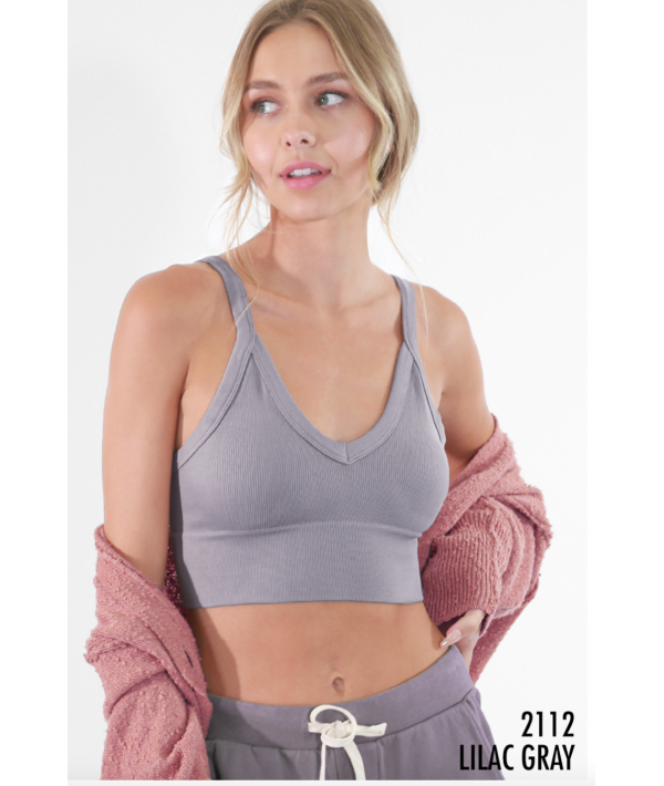 NIKIBIKI RIBBED V-NECK BRA TOP