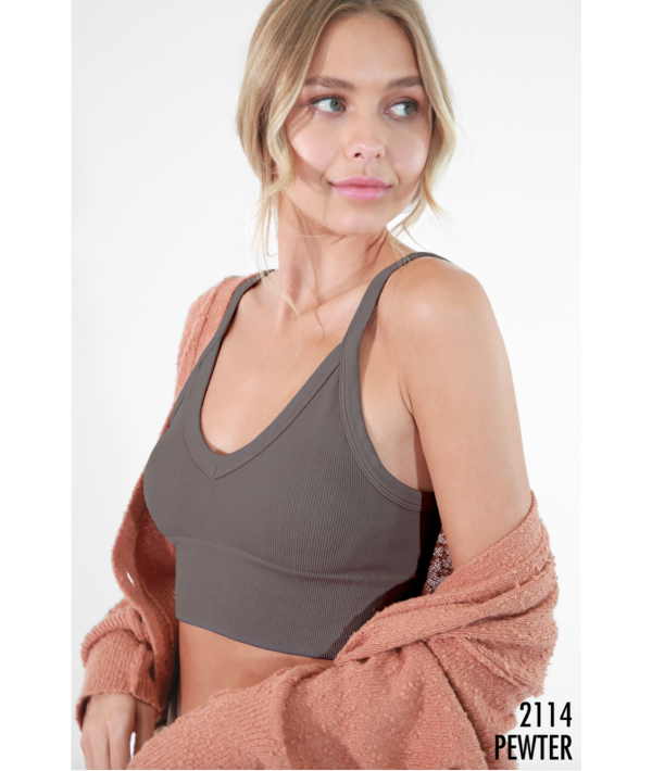 NIKIBIKI RIBBED V-NECK BRA TOP