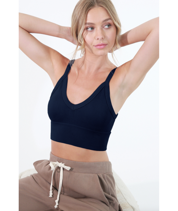 NIKIBIKI RIBBED V-NECK BRA TOP