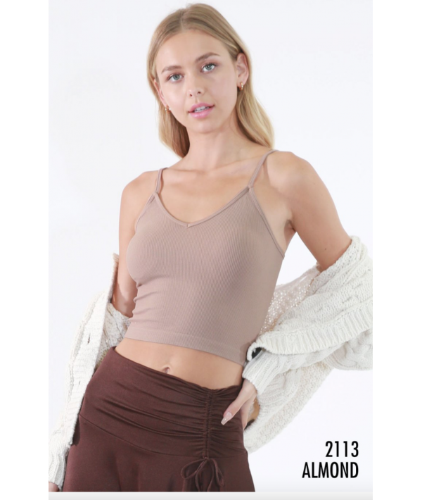 NIKIBIKI RIBBED V NECK CROP TOP