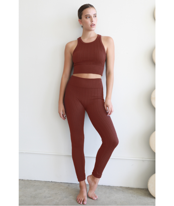 NIKIBIKI CABLE KNIT HIGH WAISTED LEGGINGS