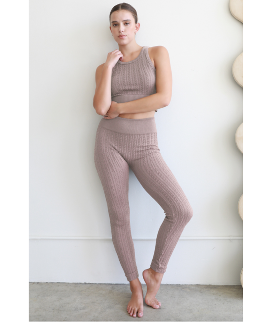 NIKIBIKI CABLE KNIT HIGH WAISTED LEGGINGS