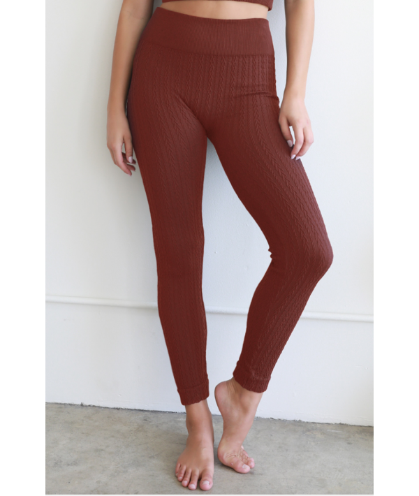 NIKIBIKI CABLE KNIT HIGH WAISTED LEGGINGS