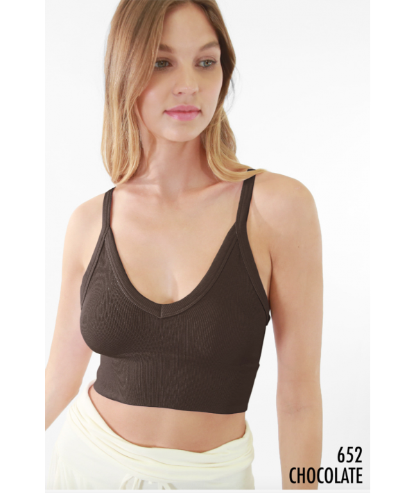 NIKIBIKI RIBBED V-NECK BRA TOP