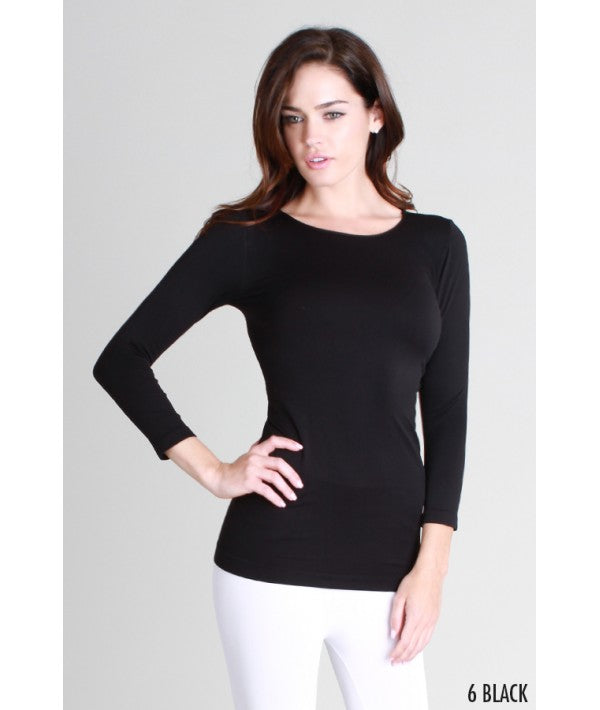 NIKIBIKI 3/4 SLEEVE CREW NECK TOP