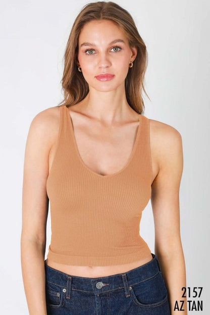 NIKIBIKI V NECK RIBBED CROP TOP