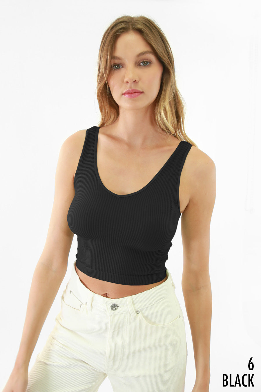 NIKIBIKI REVERSIBLE RIBBED CROP TOP