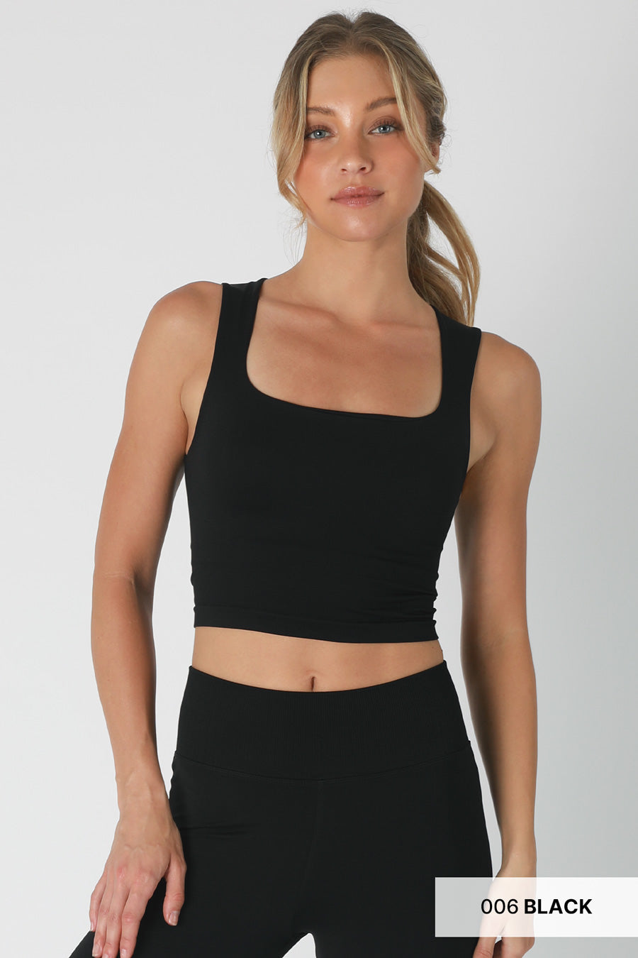 NIKIBIKI RIBBED SQUARE NECK CROP TOP