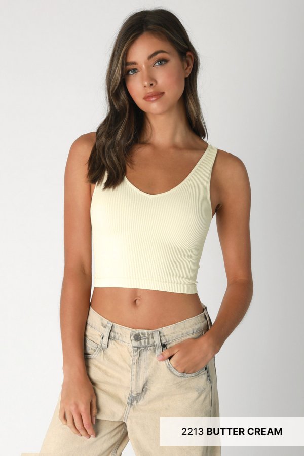 NIKIBIKI V NECK RIBBED CROP TOP