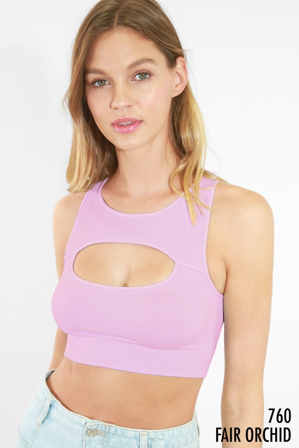 NIKIBIKI RIBBED CUTOUT BRA TOP