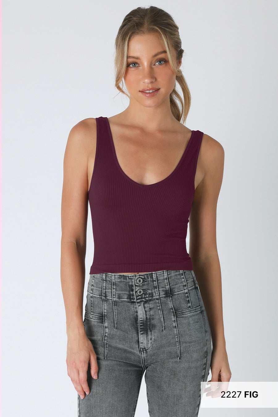 NIKIBIKI REVERSIBLE RIBBED CROP TOP