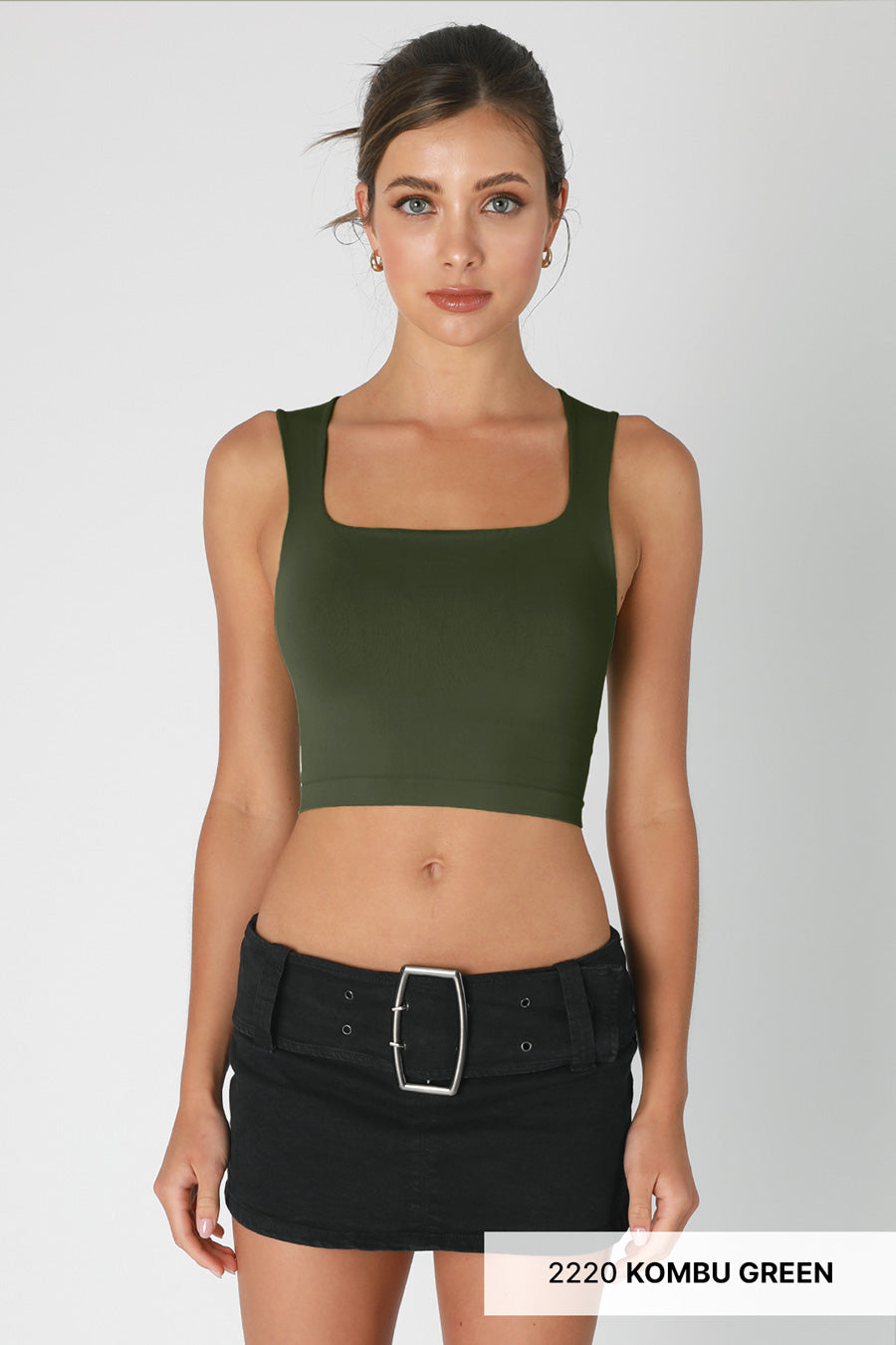 NIKIBIKI RIBBED SQUARE NECK CROP TOP