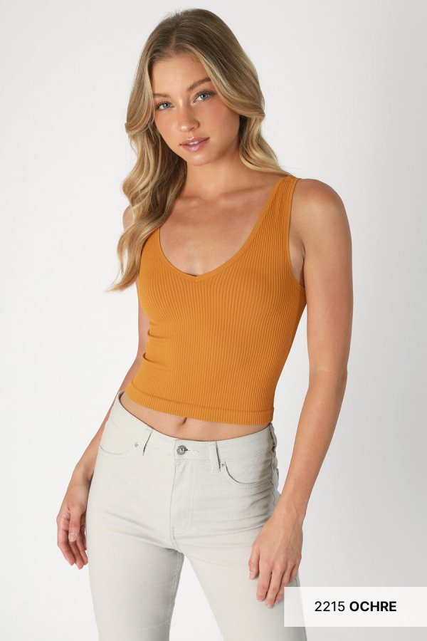 NIKIBIKI V NECK RIBBED CROP TOP