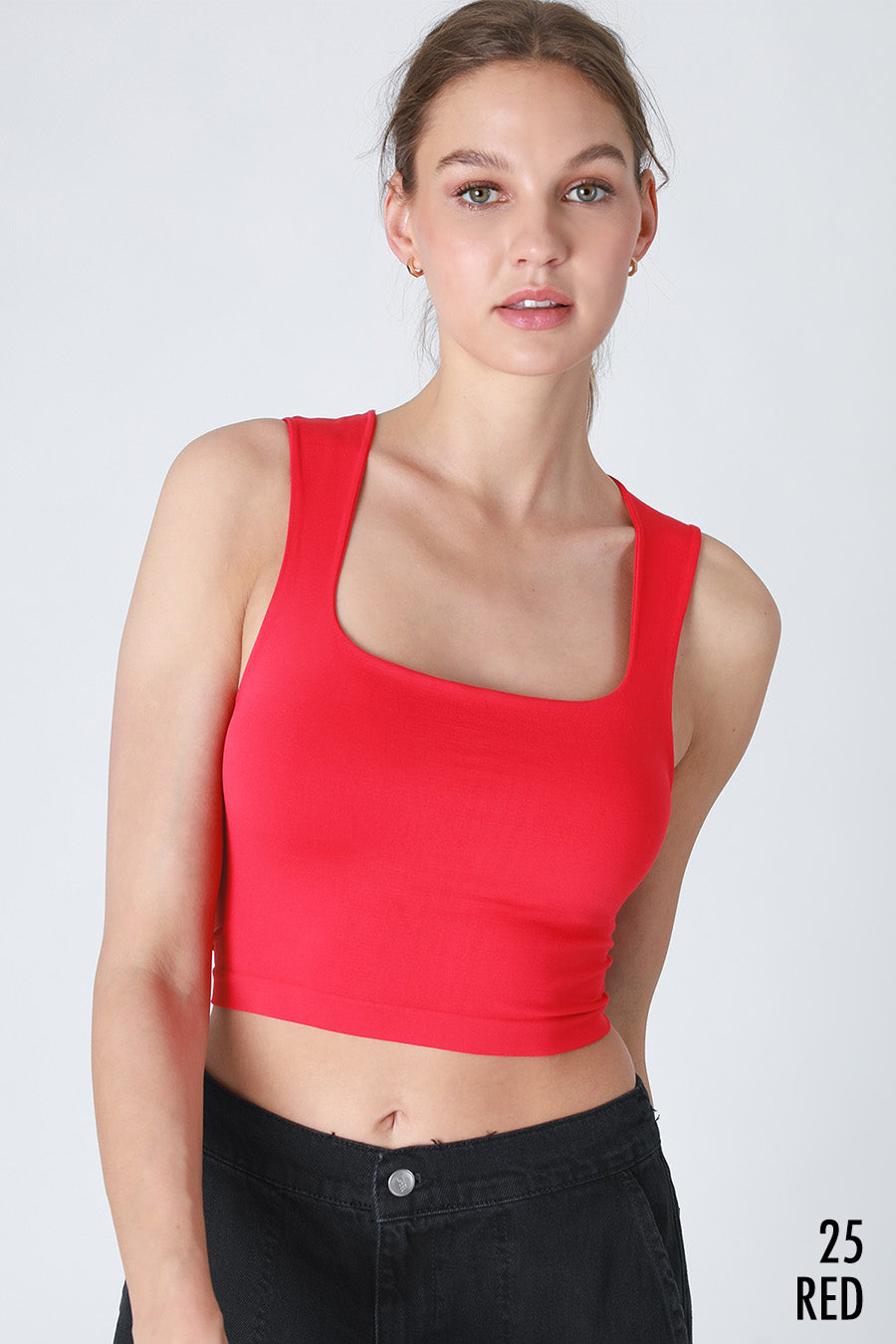 NIKIBIKI RIBBED SQUARE NECK CROP TOP