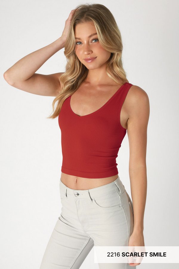 NIKIBIKI V NECK RIBBED CROP TOP