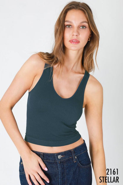 NIKIBIKI V NECK RIBBED CROP TOP