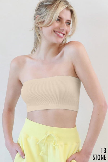 NIKIBIKI RIBBED BANDEAU TOP