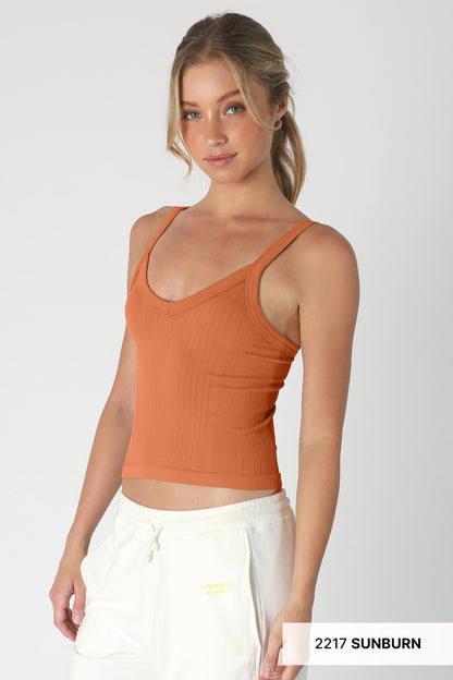 NIKIBIKI DEEP V NECK RIBBED TOP