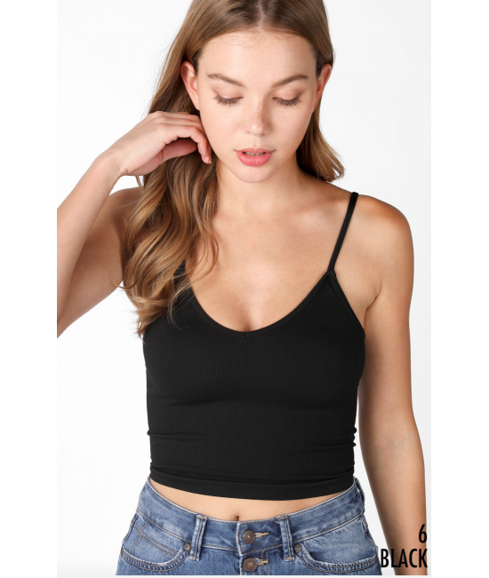 NIKIBIKI RIBBED V NECK CROP TOP